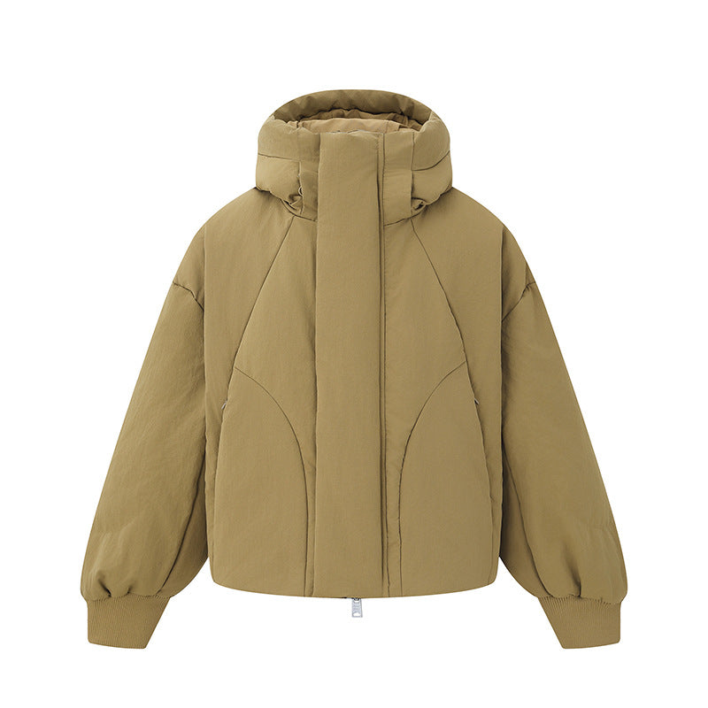 Women's short padded quilted jacket with high stand-up collar and balloon sleeves EVA-US