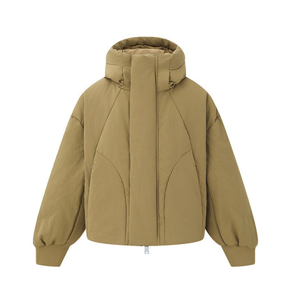 Women's short padded quilted jacket with high stand-up collar and balloon sleeves EVA-US
