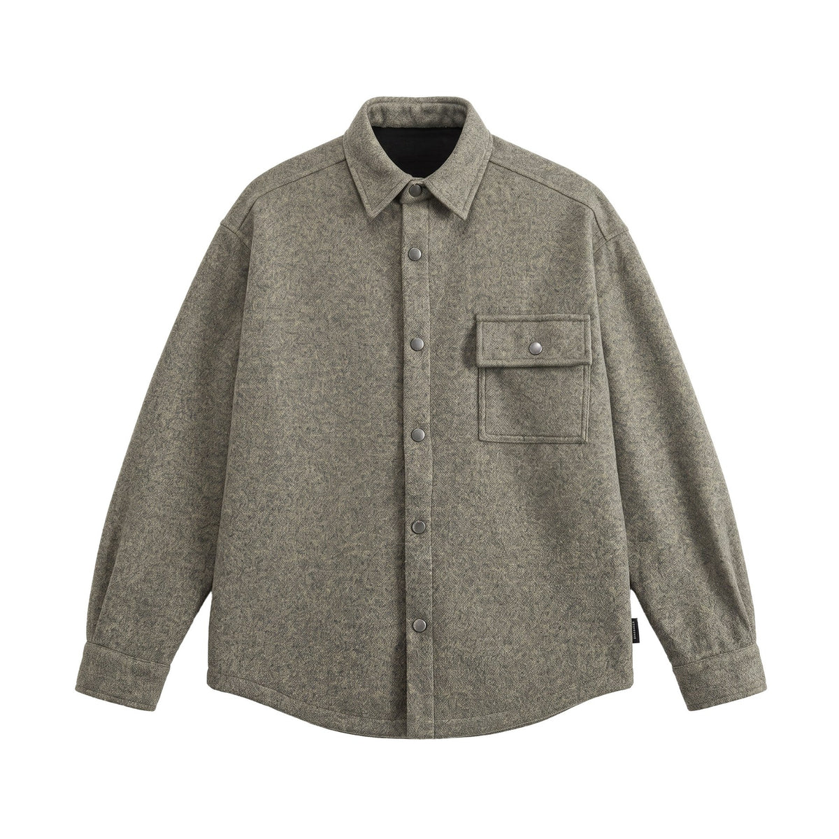 Men's Wool Blend Overshirt in Shirt Jacket Style with Snap Button Front and Flap Pocket EVA-US