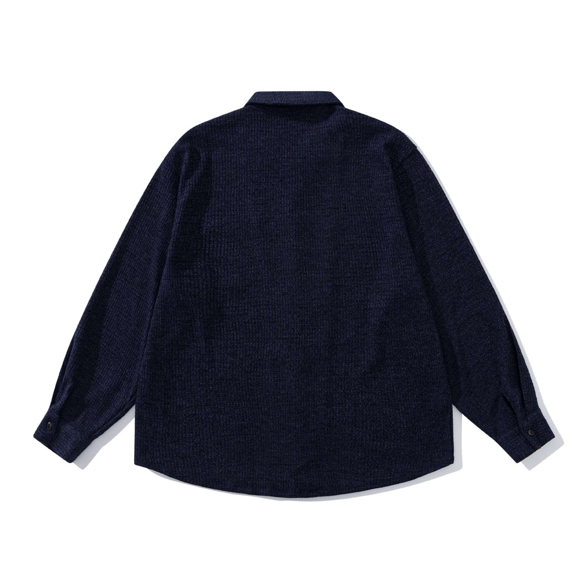 Unisex structured knit shirt jacket with kent collar and patch breast pocket EVA-US