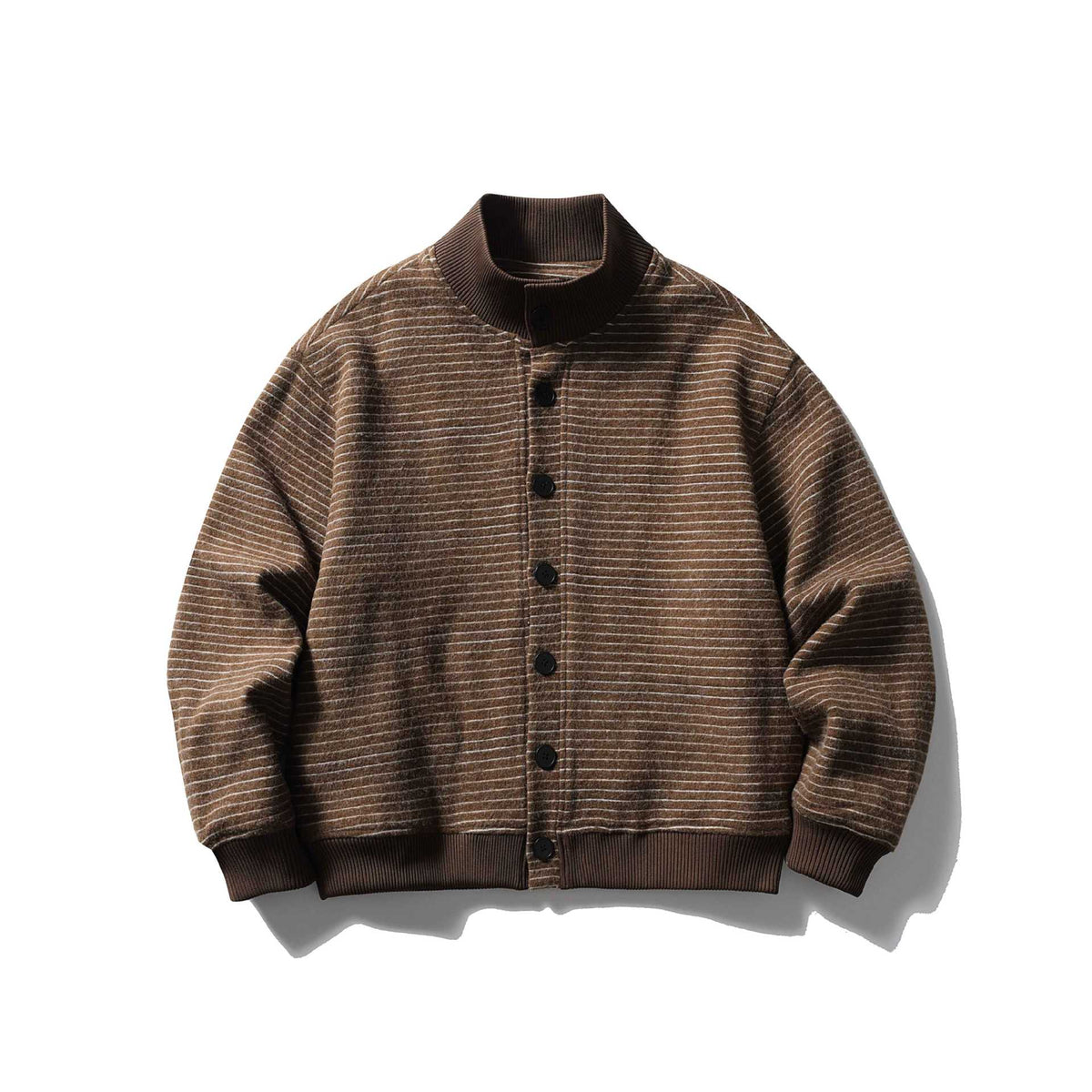 Men's Striped Blouson in Boxy Cut with Ribbed Collar and Button Front EVA-US