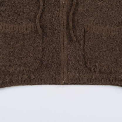 Women's Teddy Fleece Vest with Hood, Zipper and Patch Pockets EVA-US