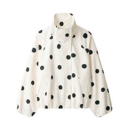 Women's short jacket in cape style with stand-up collar and balloon sleeves EVA-US