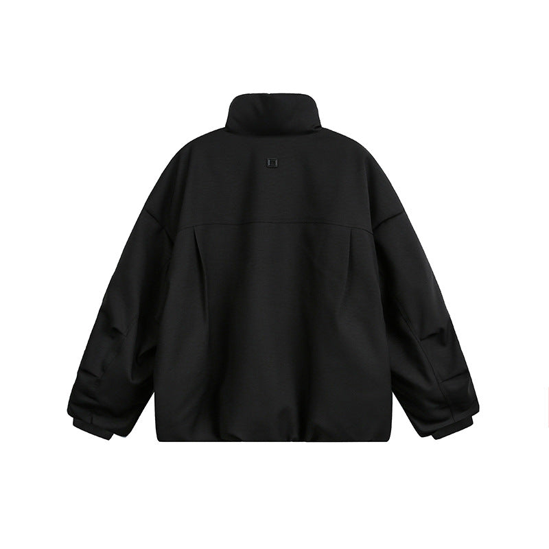 Unisex Wide Cut Utility Fleece Jacket with Stand-Up Collar and Multiple Zipper Pockets EVA-US