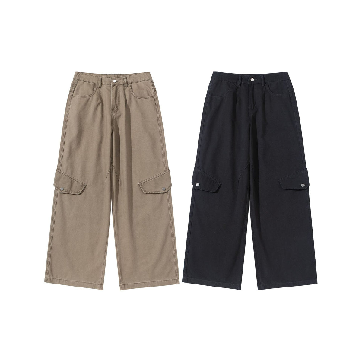 Women's cargo culotte with high waist, wide leg and flap pockets