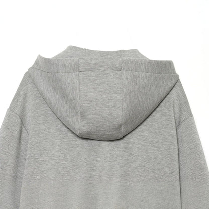Women's Cropped Boxy Hooded Jacket with Full Zip and Contrasting Drawstring EVA-US