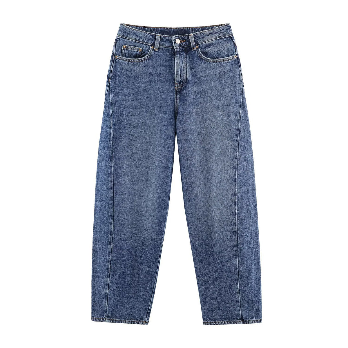 Women's high-waisted wide jeans with straight leg and cropped length EVA-US