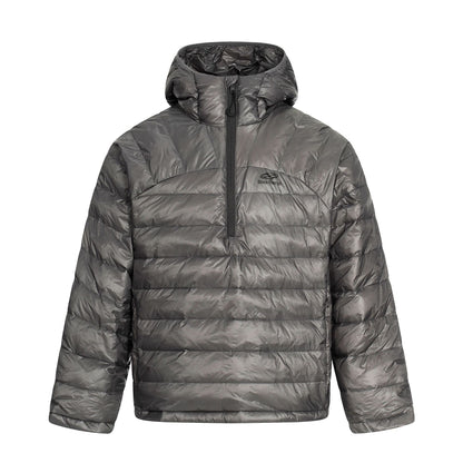 Men's short cut padded half-zip puffer with stand-up hood and ultra-light insulation EVA-US