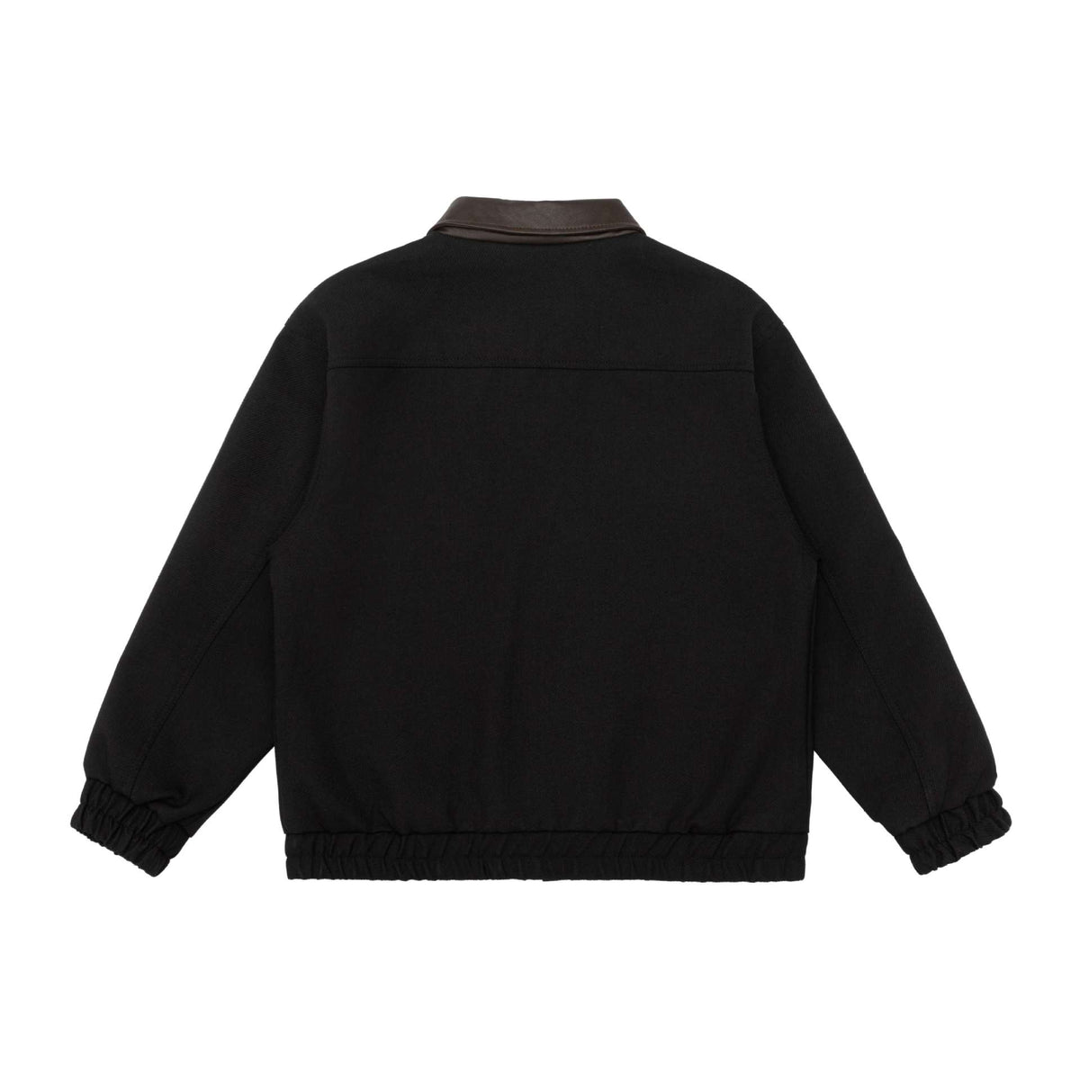 Unisex Boxy-Workwear-Blouson with leather-trimmed collar, utility pockets and elastic hem EVA-US