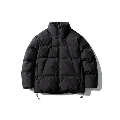 Unisex short-cut square quilted puffer jacket with high funnel collar and adjustable hem EVA-US