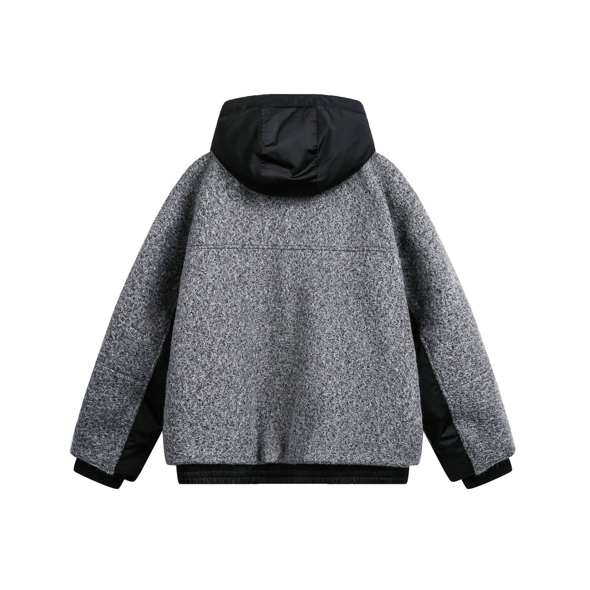 Women's Oversize Wool Blend Bomber Jacket with Quilted Hood EVA-US