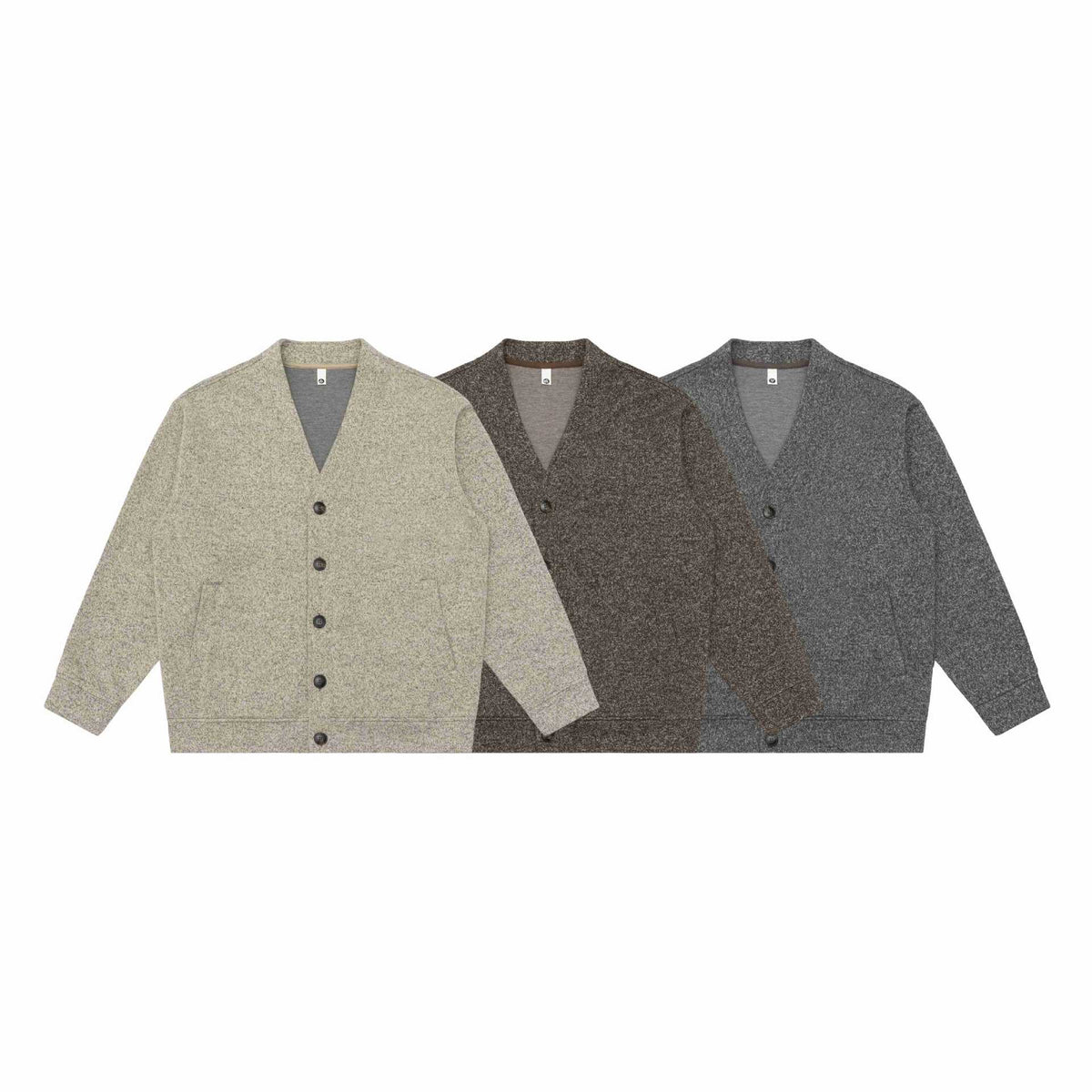 Unisex V-Neck Cardigan with textured knit and patch pockets EVA-US