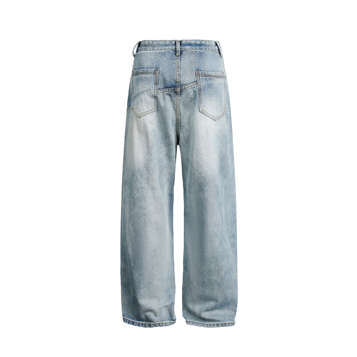 Women Wide High-Waist Jeans in Carpenter Style with Attached Front Pockets EVA-US