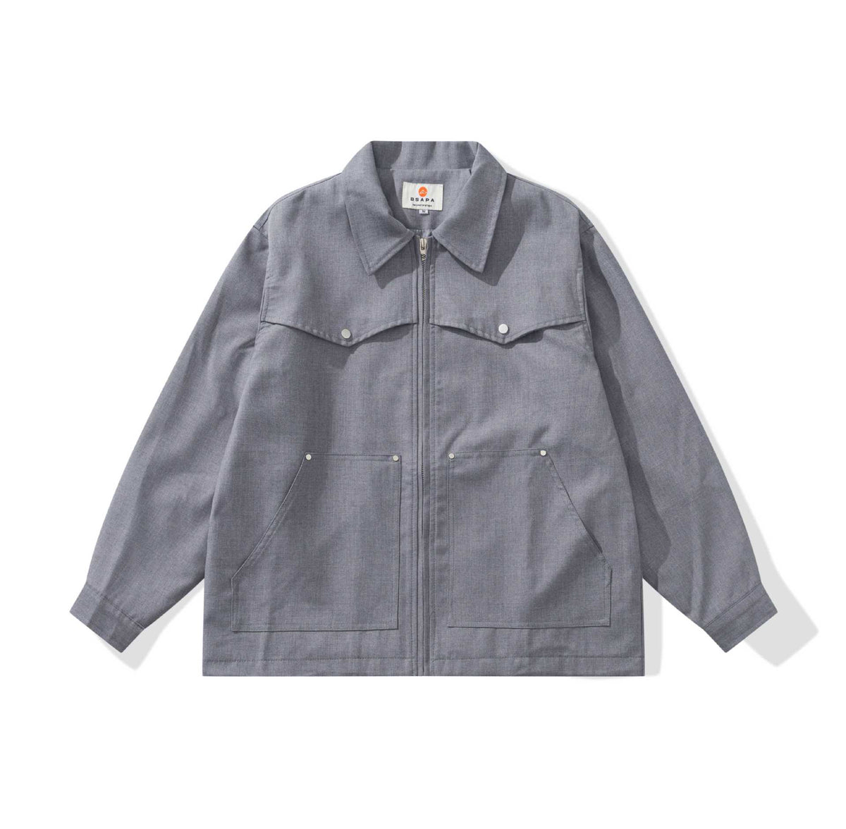 Men's Utility Chore Jacket with Full Zip and Large Flap Pockets EVA-US