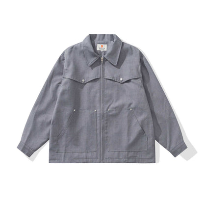 Men's Utility Chore Jacket with Full Zip and Large Flap Pockets EVA-US