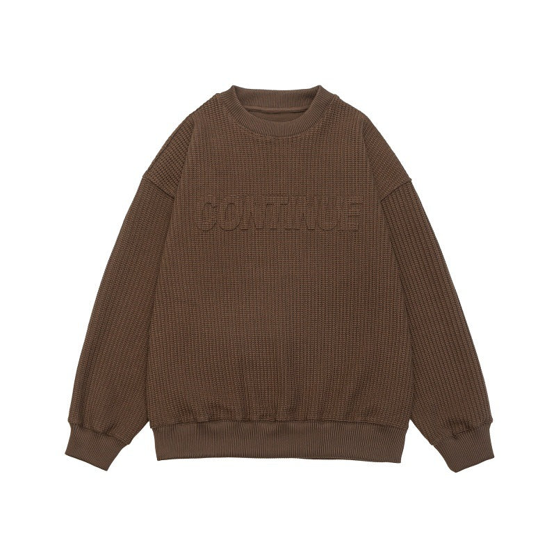 Unisex Boxy Knit Sweater with chunky ribbed texture and round neck EVA-US