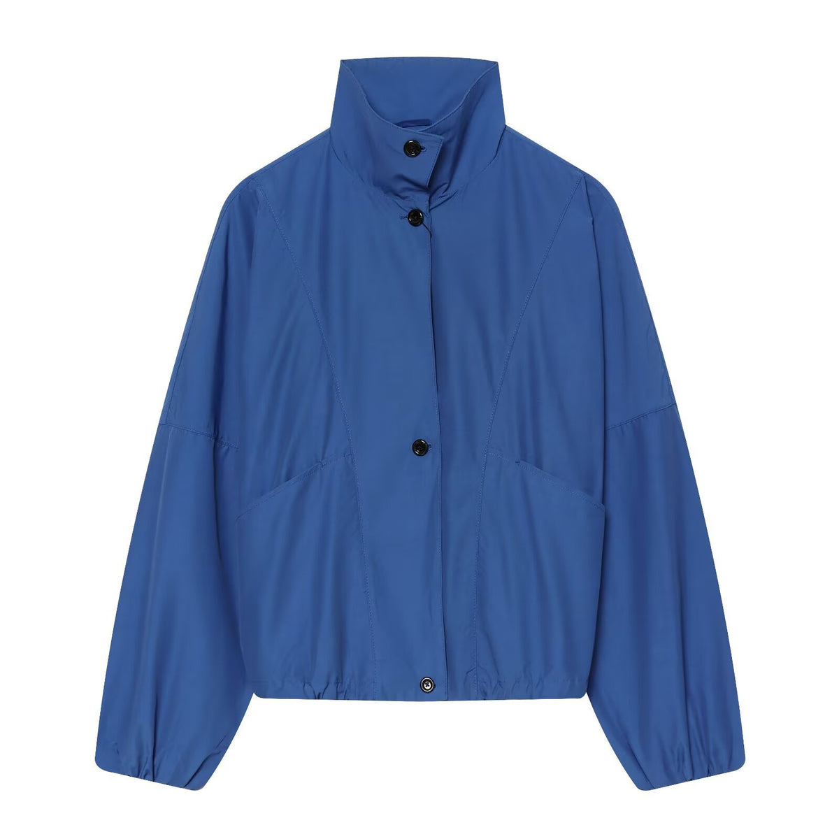 Women's Light Cropped Transitional Jacket with High Stand-Up Collar, Tailored Drawstring and Patch Pockets EVA-US