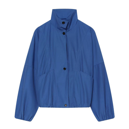 Women's Light Cropped Transitional Jacket with High Stand-Up Collar, Tailored Drawstring and Patch Pockets EVA-US