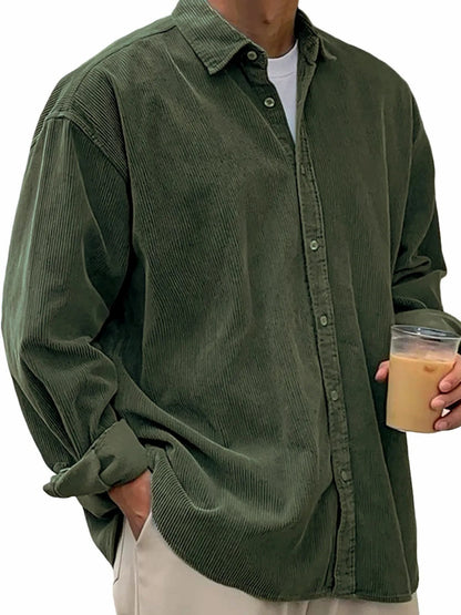 Men's casual cord shirt made of fine corduroy with oversized fit EVA-US