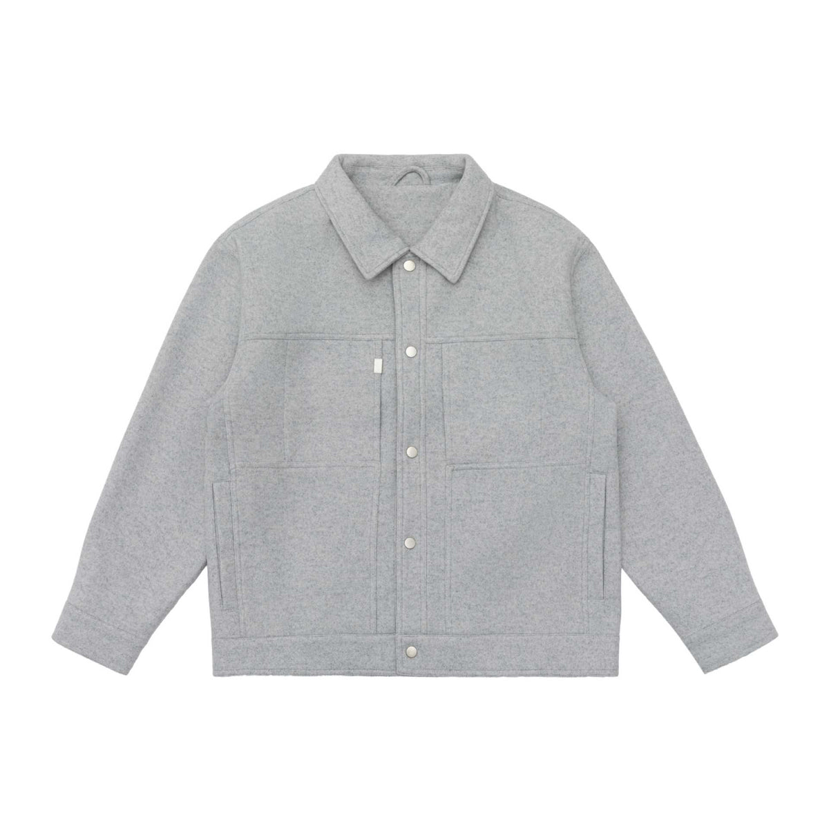 Men's Boxy Wool Blend Blouson Jacket with Snap Front and Flap Pockets