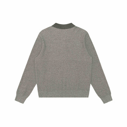 Unisex Structured Polo Collar Knitted Sweater with Half Button Placket EVA-US
