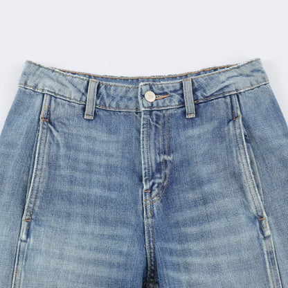 Women's cargo jeans with wide legs, high waist and patch thigh pockets EVA-US