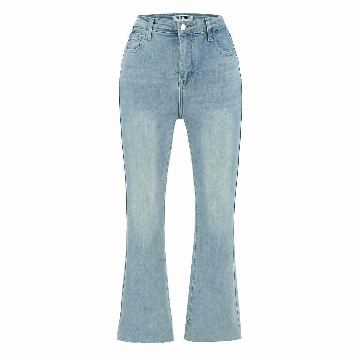 Women's Highwaist Flared Trousers made of Stretch Denim with five pockets and raw hem EVA-US