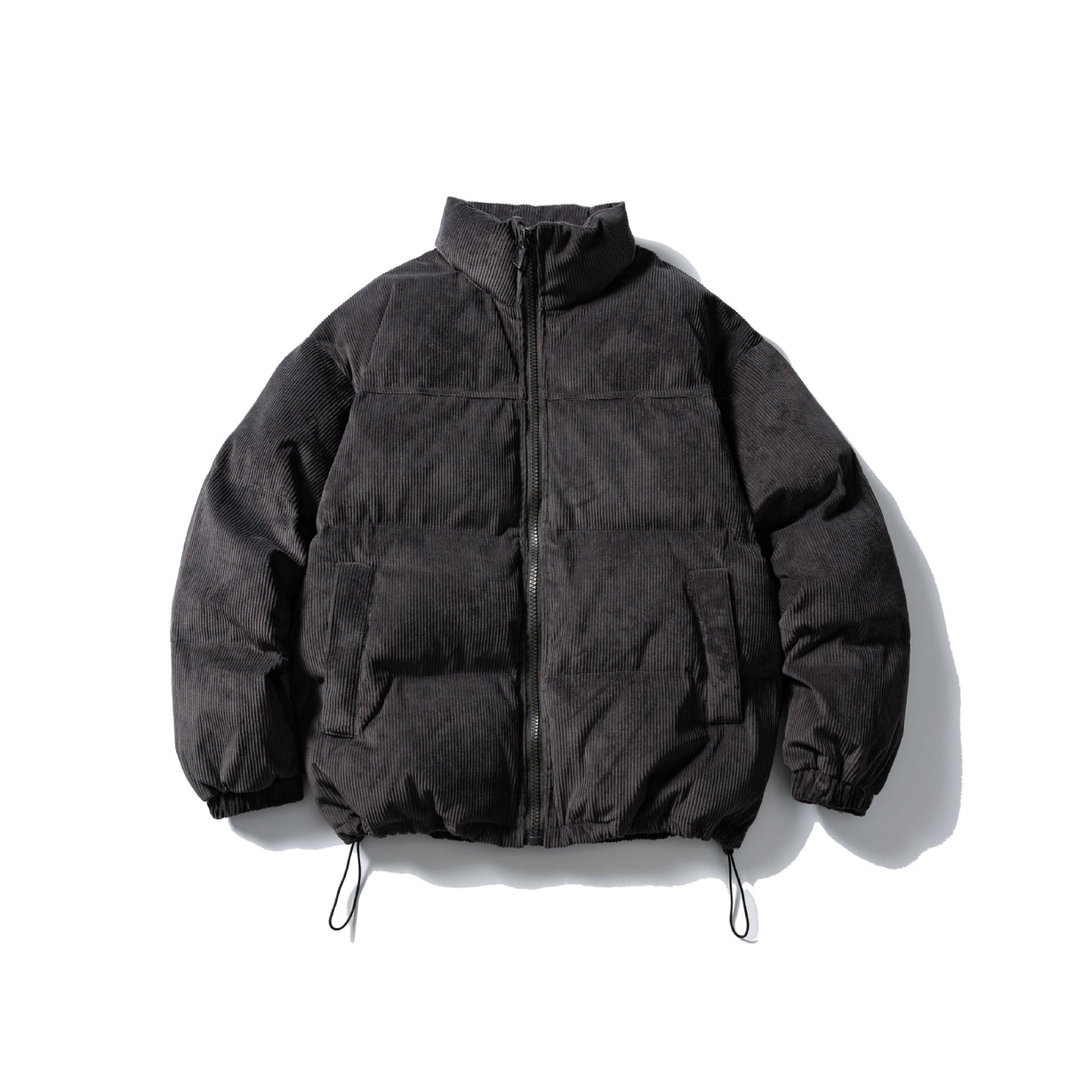 Unisex Padded Cord Blouson Jacket with Stand Collar, Elastic Cuffs, and Drawstring EVA-US