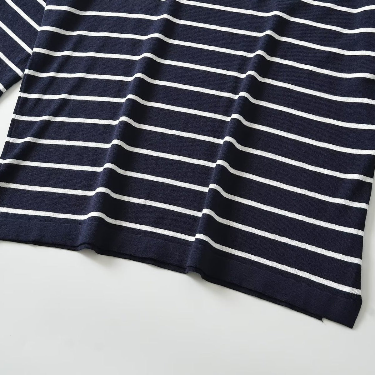 Women Oversize Maritime Striped Blouse with Three-Quarter Sleeves EVA-US