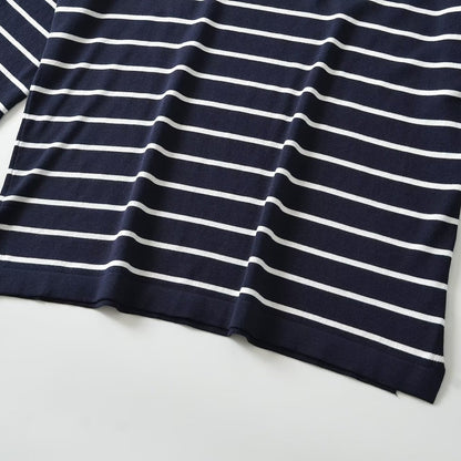 Women Oversize Maritime Striped Blouse with Three-Quarter Sleeves EVA-US