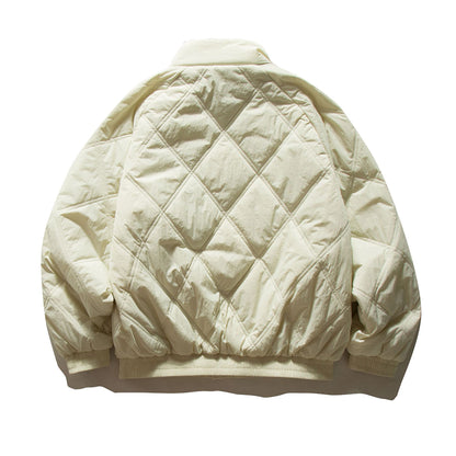Unisex Boxy Padded Blouson with Diamond Quilting and High Funnel Collar EVA-US