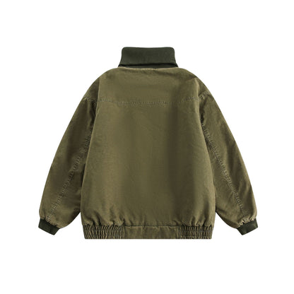Unisex Oversize Bomber Jacket with High Ribbed Collar and Elastic Hem EVA-US