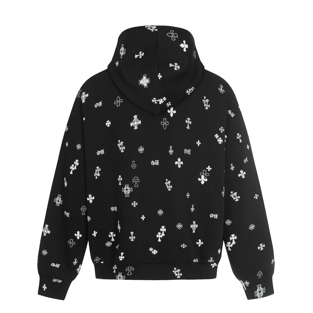 Unisex Boxy Hoodie Jacket with Half Zipper and Allover Print EVA-US