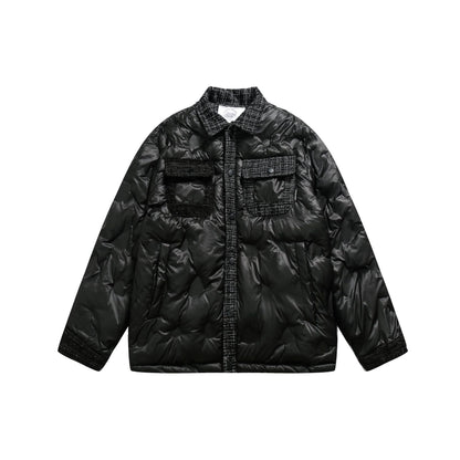 Women's quilted shirt jacket with tweed trim and flap pockets EVA-US