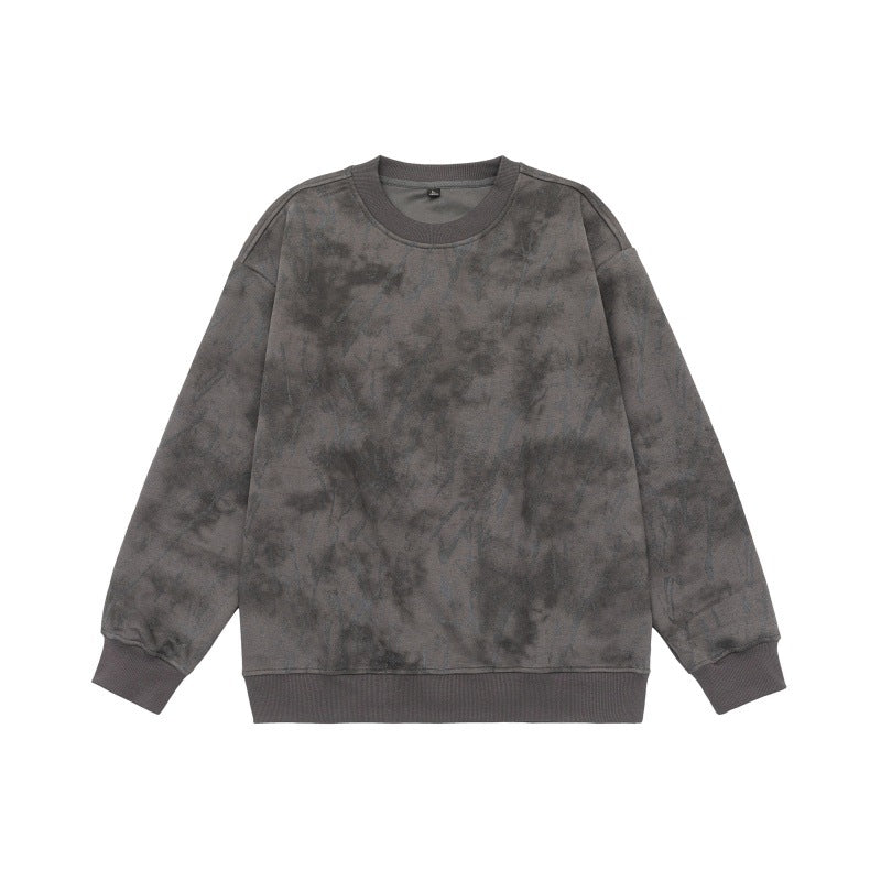 Unisex Oversize Sweatshirt with Vintage Camouflage Look and Ribbed Cuffs EVA-US