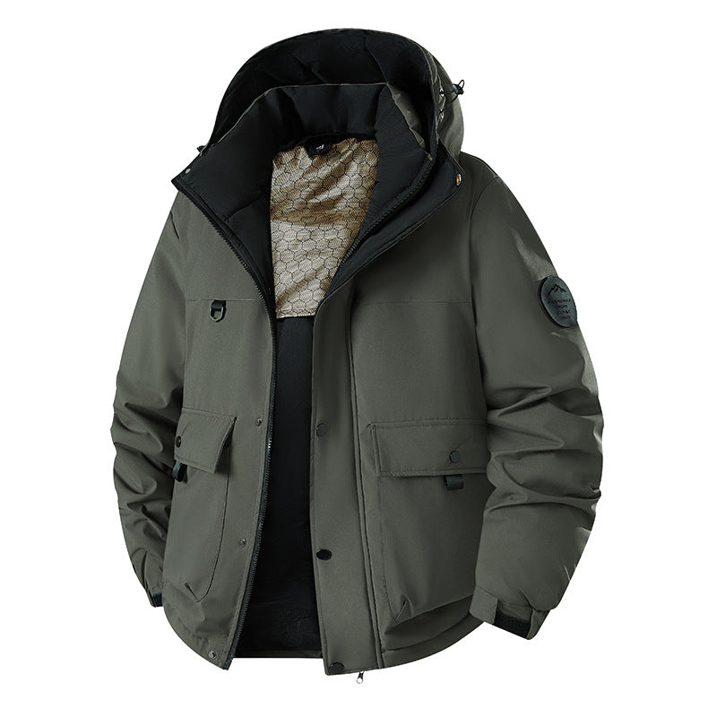 Men's Insulated Urban Parka with Stand-up Collar and Concealed Hood EVA-US