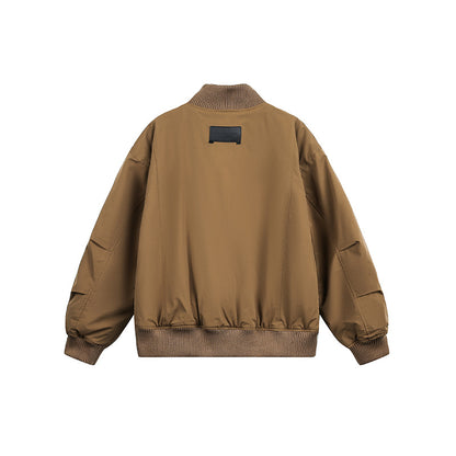 Unisex Boxy Bomber Jacket in Oversize Style with Ribbed Cuffs and Two-Way Zipper EVA-US