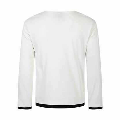 Women's long sleeve shirt with asymmetric funnel neck and graphic music print EVA-US