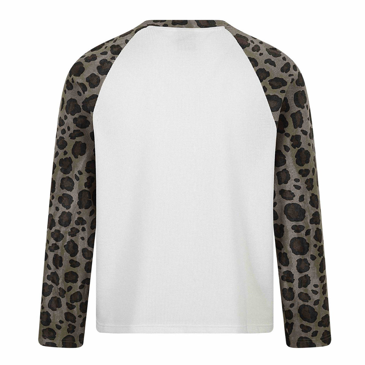 Ladies Long Sleeve Thermal Shirt with Raglan Sleeves and Leopard Inserts EVA-US