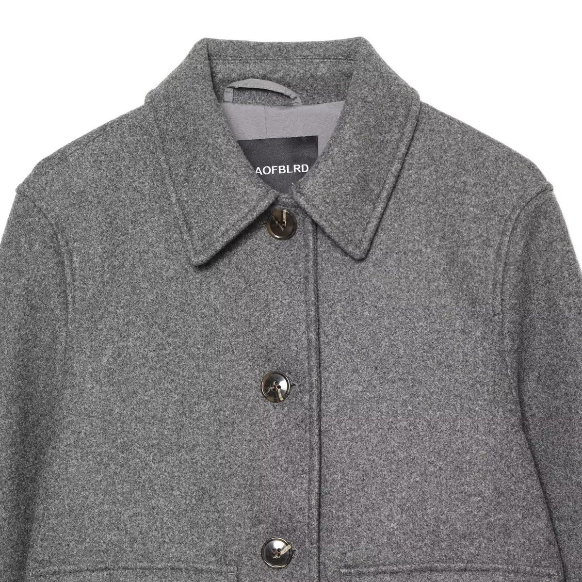 Women's short jacket made of wool blend with shirt collar, patch pockets, and boxy cropped silhouette EVA-US