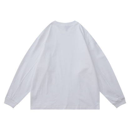 Unisex Oversize-Longsleeve Shirt made of cotton blend with chest embroidery and ribbed round neck EVA-US