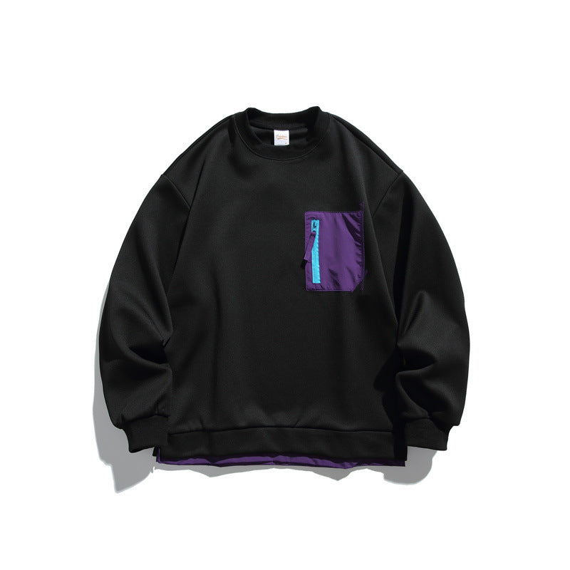 Unisex Oversize Sweatshirt with contrasted zipper chest pocket and double-layered hem EVA-US