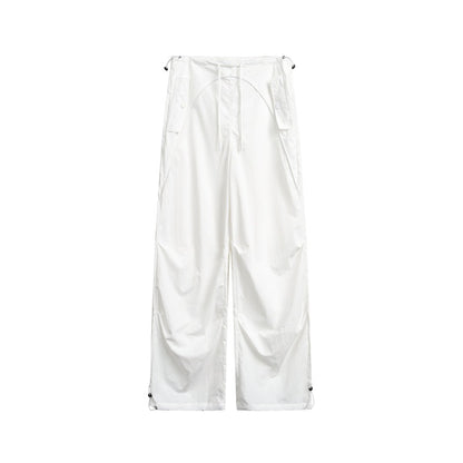 Women's wide cargo pants with drawstring waistband and adjustable hem EVA-US