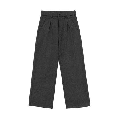 Women's High-Waisted Loose Jersey Pants with Pleats and Side Pockets EVA-US