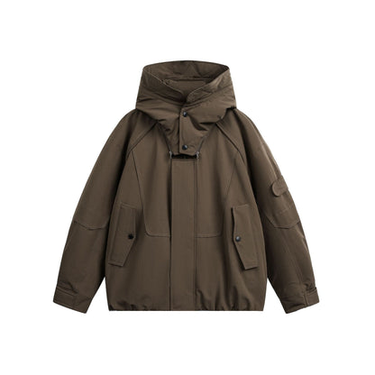 Men's Oversize Functional Parka with High Stand-Up Hood and Utility Pockets EVA-US