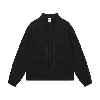 Unisex Oversize Sweat Jacket with Shawl Collar and Patch Pockets EVA-US
