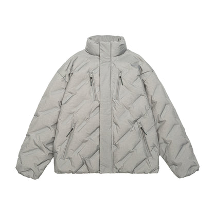 Unisex Padded Oversized Quilted Jacket with High Stand-Up Collar EVA-US