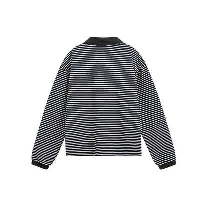 Unisex Relaxed-Rugby-Polo shirt with cord collar and fine striped knit EVA-US