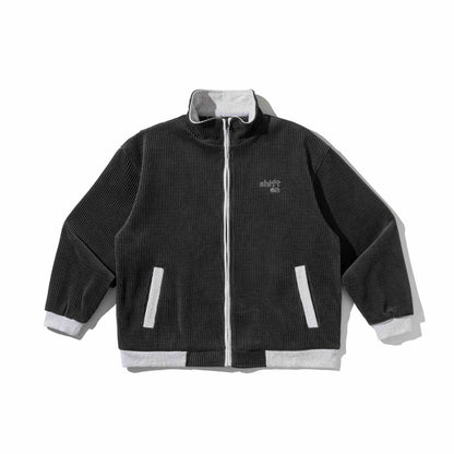 Unisex Short Ribbed Zip Jacket with Stand-up Collar and Contrast Trimmings EVA-US