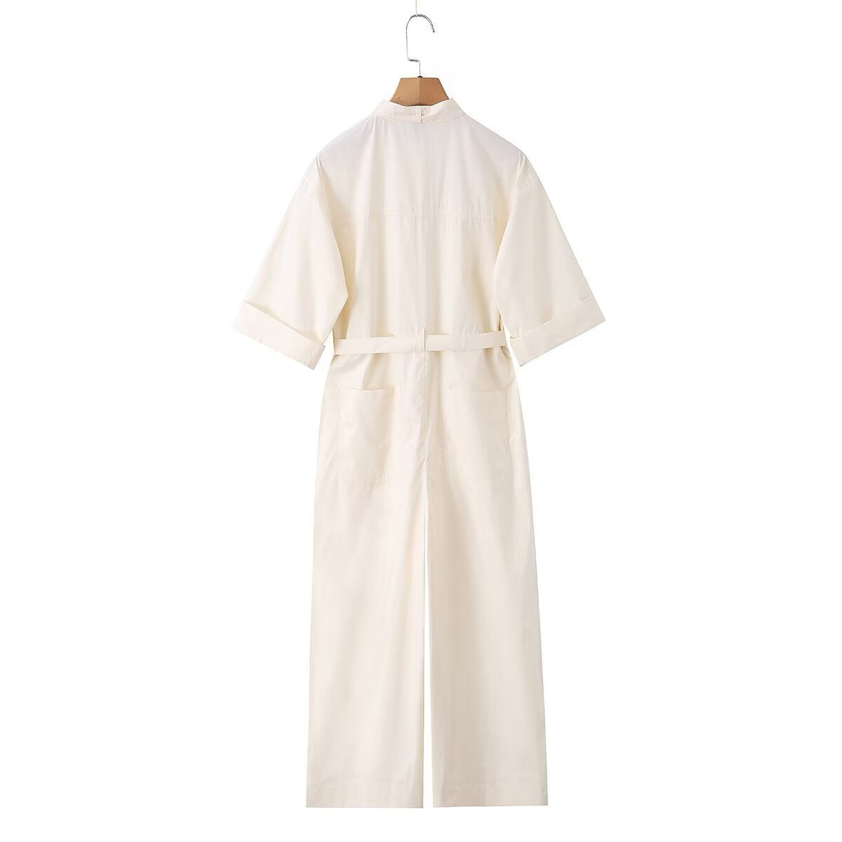 Women’s overall with bow collar, waistband and wide legs EVA-US